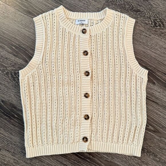 The Workshop Cream Sweater Vest - Picture 1 of 6
